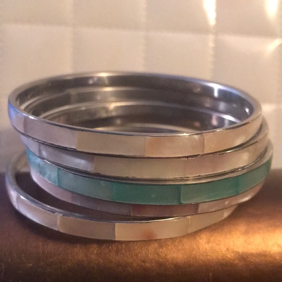 5 bangle mother of pearl bracelet - Picture 3 of 3